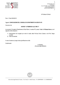 Ai Professori Ordinari Prot n. 79 del 05/02/2015 Oggetto