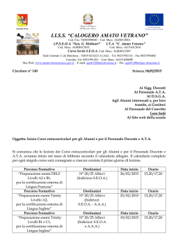 Circolare n. 140 del 06-02-2015 Inizio Corsi POF