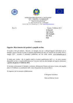Oggetto: Ricevimento dei genitori e pagelle on line