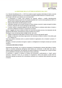 la gestione delle lettere di intento dal 2015
