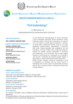 Master in Oral Implantology - Università degli Studi Guglielmo Marconi