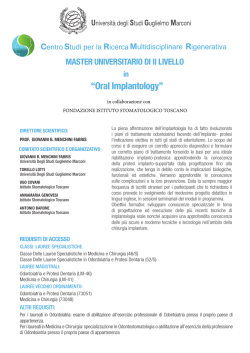 Master in Oral Implantology - Universit&agrave; degli Studi Guglielmo Marconi