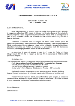 COMMISSIONE PER L`ATTIVIT&Agrave; SPORTIVA ATLETICA