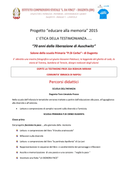 Progetto &ldquo;educare alla memoria&rdquo; 2015 Percorsi didattici