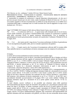 Ordinanza Tribunale Brescia, est. Cassia, 7.10.2014