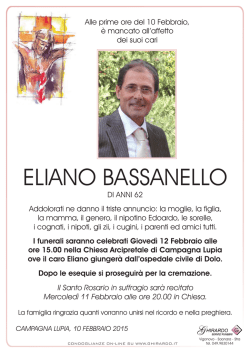 Bassanello Eliano Gioved&igrave; 12 Febbraio 2015 ore 15.00