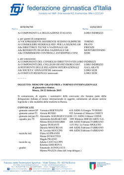 Al VICEPRESIDENTE REFE - Federazione Ginnastica d`Italia