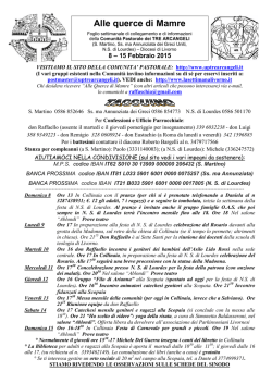 Querce di Mamre 8-15 febbraio - Unit&agrave; Pastorale Tre Arcangeli