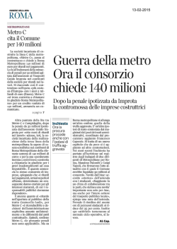 Guerra della metro. Ora il consorzio chiede 140 mlioni