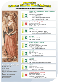 La settimana dal 15 al 22 febbraio 2015