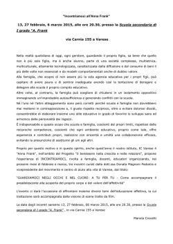 Incontriamoci all`Anna Frank - Istituto Comprensivo Varese 4 Anna