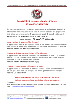 Scuola Popolare di Scacchi &ndash; Sezione della ASD Polisportiva