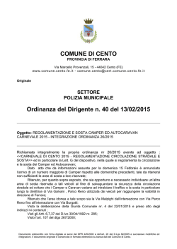 Integrazione all`ordinanza relativa alla sosta di