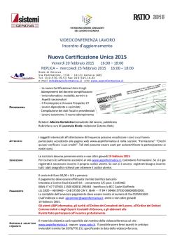 Nuova Certificazione Unica 2015