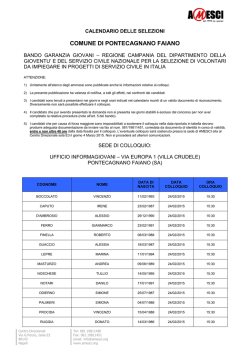 Calendario delle selezioni per gli ammessi al colloquio.