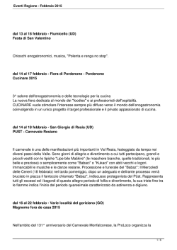 Eventi Regione - Febbraio 2015