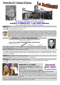 Domenica 15 febbraio 2015 - Parrocchia di Sant`Antonio di Savena