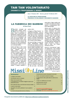 "Tam Tam Volontariato" n. 385 del 19/02/2015