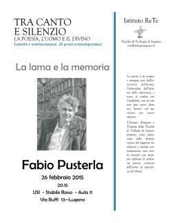 Fabio Pusterla - Facolt&agrave; di Teologia di Lugano