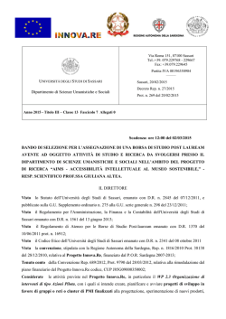 Bando - Agraria - Universit&agrave; degli Studi di Sassari