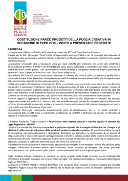costituzione parco progetti della puglia creativa in