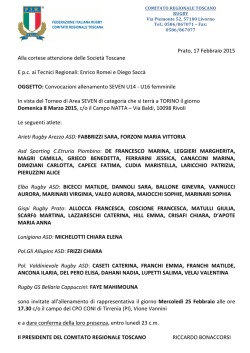 Convocazioni U16/U14 Femminile - 25/02 Tirrenia