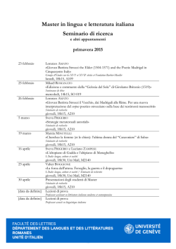 Master in lingua e letteratura italiana Seminario di ricerca