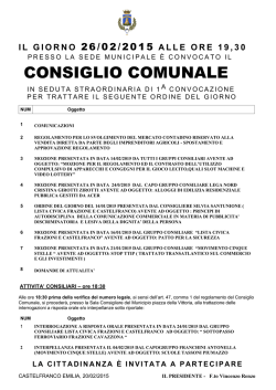 CONSIGLIO COMUNALE - Comune di Castelfranco Emilia