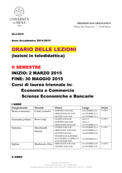 Orario delle lezioni in Teledidattica