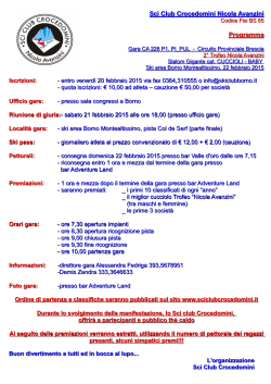 Sci Club Crocedomini Nicola Avanzini Programma