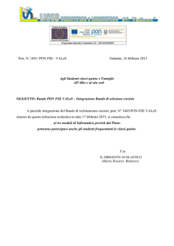 Prot. N. 1881/ PON FSE - VALeS Galatina, 18 febbraio 2015 Agli