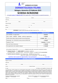 DERMATOLOGIA FELINA SCHEDA ISCRIZIONE