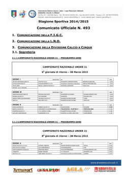 Comunicato Ufficiale 493