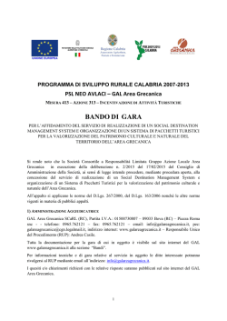 Bando Gara Pacchetti Turistici (16.02.2015)