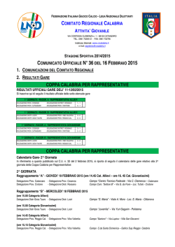 Comunicato Ufficiale n. 36 del 16 Febbraio 2015