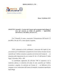 Cessione dal Comune agli assegnatari degli alloggi, di aree gi&agrave;