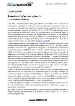 Ravvedimenti del passato e favor rei