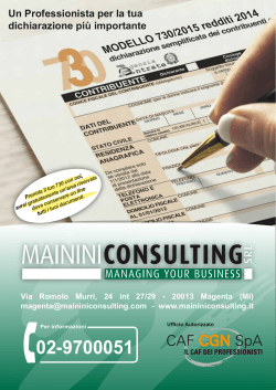 MODELLO 730/2015 redditi 2014 Un Professionista per la tua