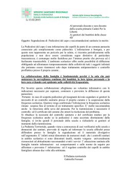 Segnalazioni di Pediculosi - Istituto Comprensivo Anzola dell`Emilia