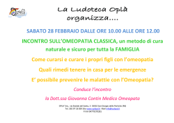 INCONTRO SULL`OMEOPATIA PER LA FAMIGLIA. Sabato
