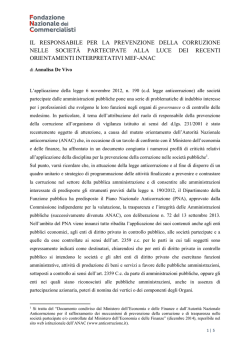 il responsabile per la prevenzione della corruzione nelle societ&agrave;