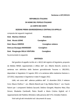 Sentenza n.107/2015/A REPUBBLICA ITALIANA IN NOME DEL