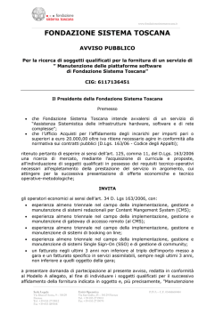 Avviso di Gara - Fondazione Sistema Toscana