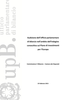 Audizione dell`Ufficio parlamentare di bilancio nell`ambito dell