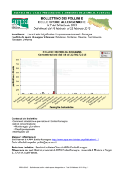 BOLLETTINO DEI POLLINI E DELLE SPORE ALLERGENICHE