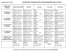 Calendario lettori marzo 2015 - Parrocchia SS Trinit&agrave; Andria