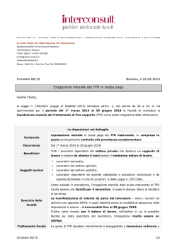 Erogazione mensile del TFR in busta paga