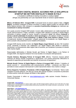innogest sgr e digital magics: accordo per lo sviluppo di startup nei