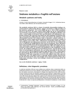 Sindrome metabolica e fragilit&agrave; nell`anziano