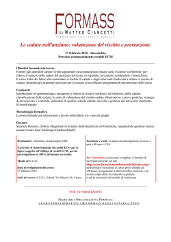 Le cadute nell`anziano: valutazione del rischio e prevenzione
